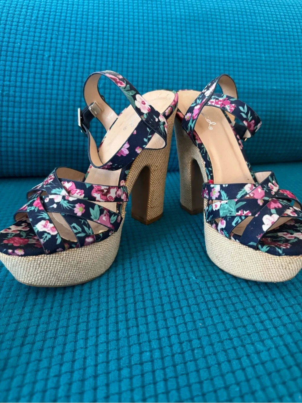 Floral Platform Chunky Heel Sandals 🌸 Retro Y2K